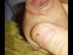 Close up jerking  cock in bed for neighbours daughter  watching