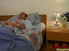 Cute blonde Granddaughter fucks with Grandfather on bed