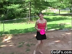 Dagfs - Little Blonde Flashing Her Body To Win Along to Game