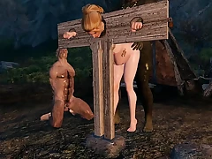 Skyrim Porno - Gerdur gets humped by an orc while her husband watches, creampied and impregnated