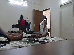 Dick showcasing to two maids at a time