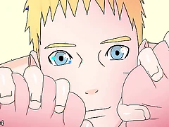 Naruto plays with Saber's baps and fucks her