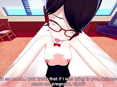 Naruto Shippuden Sarada pleasures the 7th Hokage in Baruto's room while he is on a mission.