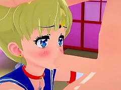 Horny Student Sailor Moon Passionately Deepthroats Manhood l 3 dimensional SFM hentai uncensored