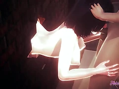Naruto Hentai Three dimensional - Threesome Hinata blowjoib and Gets Penetrated Through a Wall - Anime Manga Japanese Porn
