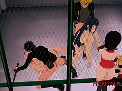 Boruto Naruto Hentai - Mega Orgy with Sakura, Hinata, Sarada, Kiba, Naruto & Boruto Fucking Together and enjoy and cum