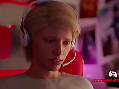 A beautiful blonde mom sucking her sonnie cock in his room - 3D Cartoon