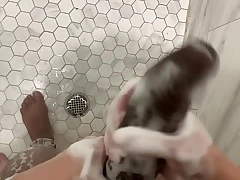 Horny Daughter-in-law listens to stepdad fuck her mom to sleep then sneaks into the bathroom to shower with him