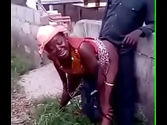 African woman fucks her man in public